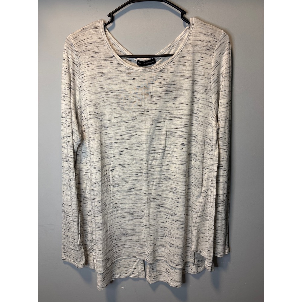 Nally & Millie Space‎ Dye Long Sleeve Split Back Tunic Top Large Rayon Soft